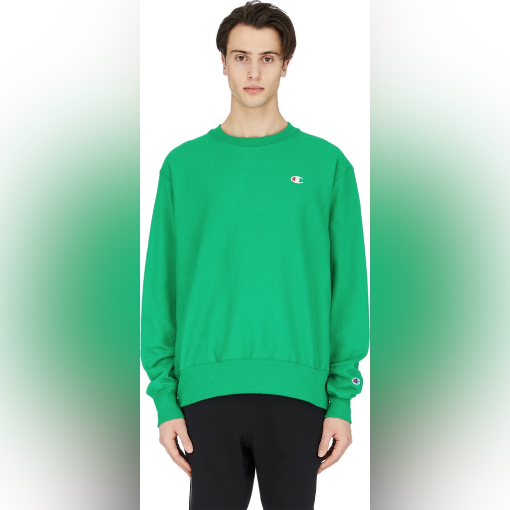 Champion Reverse Weave Crew Neck Pullover In Kelly Green-Size Small